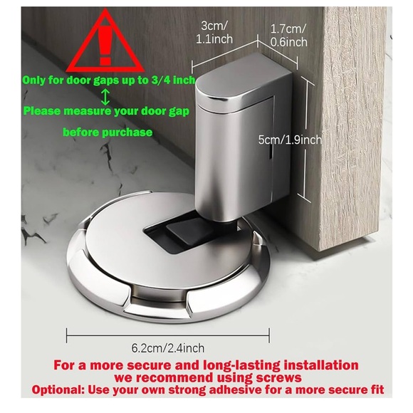 🌴 NWT Set of 3 Premium Soft Touch Door Stoppers in Brushed Nickel - Picture 2 of 3